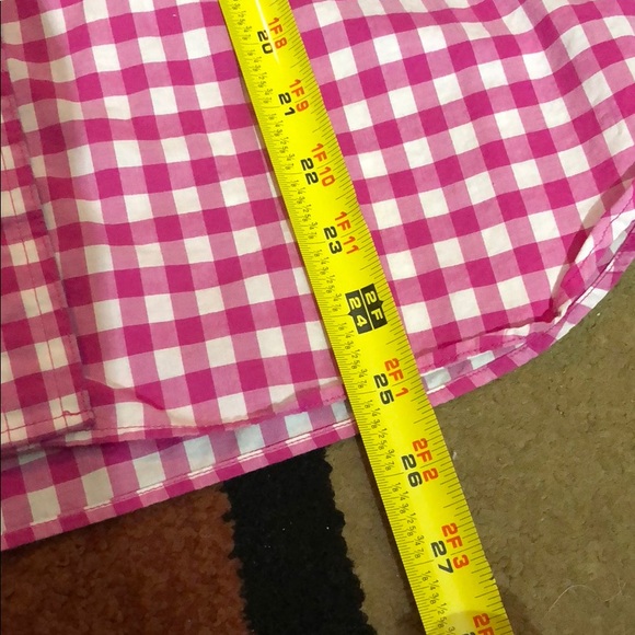 Lands’ End checked button down magenta SMALL - Picture 6 of 7